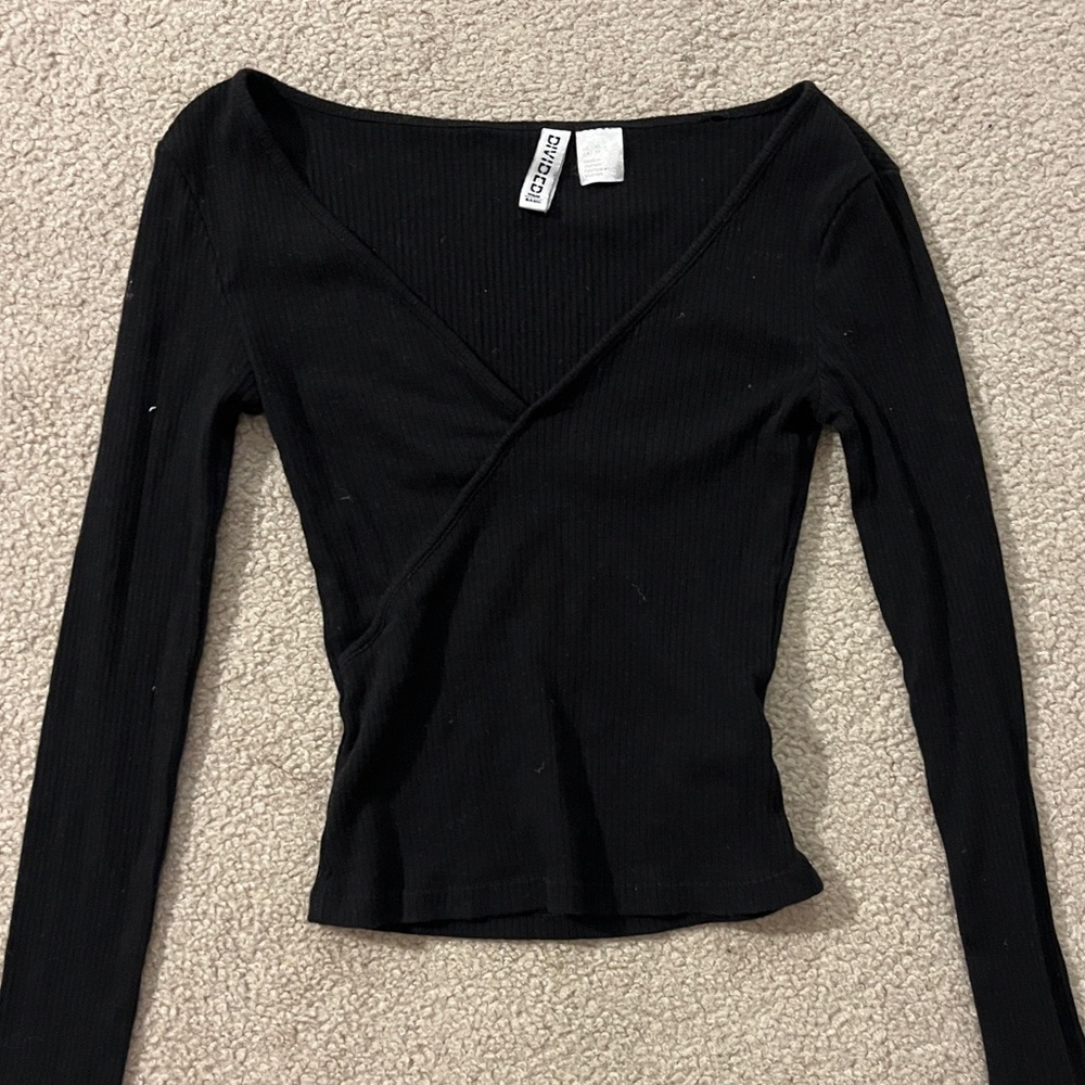 H&M Black Ribbed Long Sleeve Top